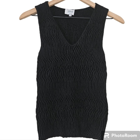 Armani Collezioni black knit V neck sleevless sweater top size 10 - Picture 1 of 7